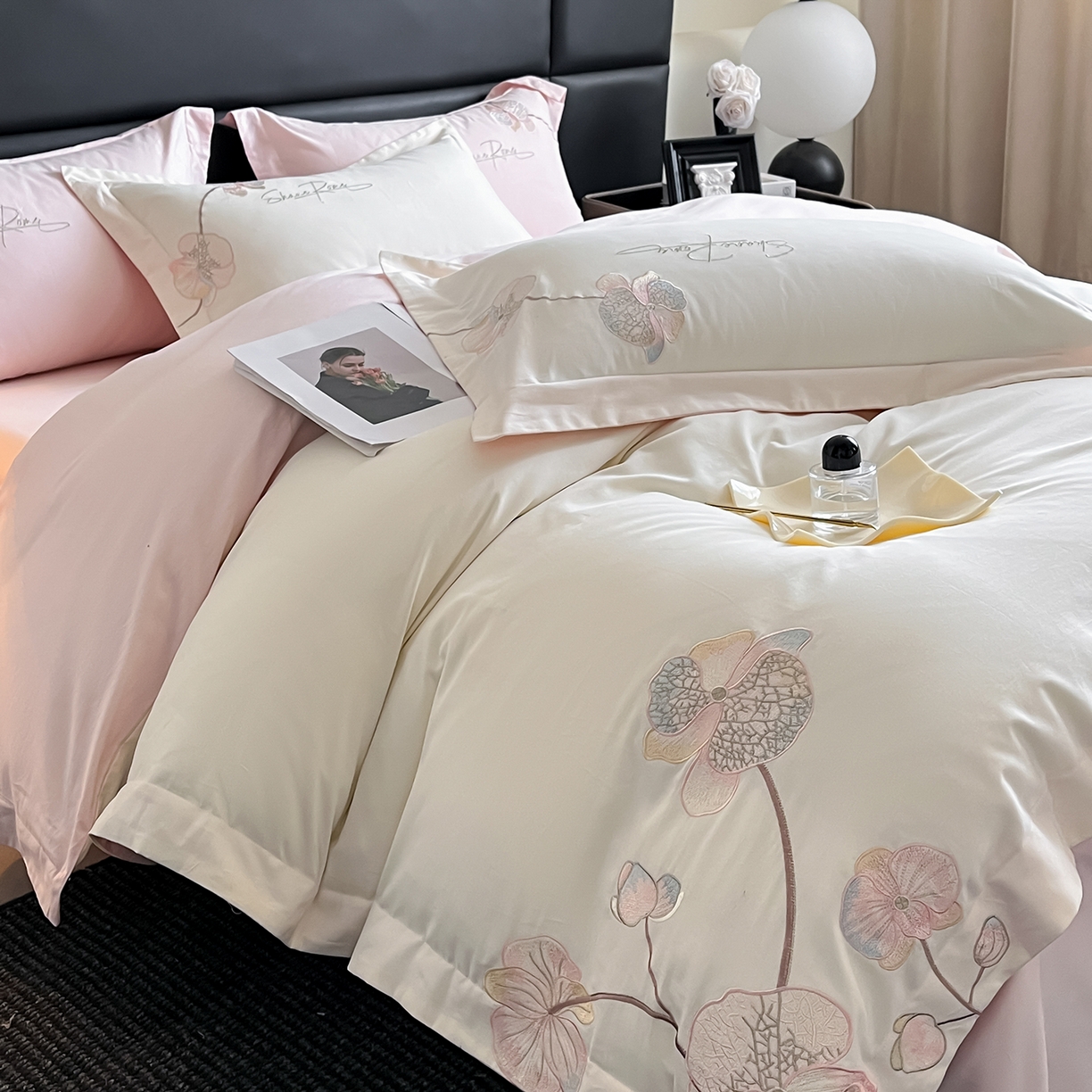 91家纺网 家纺一手货源 找家纺 （总）置顶家纺 2025新款全棉加厚磨毛刺绣秋冬系列四件套-赫本