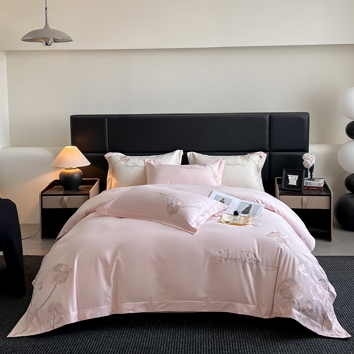 91家纺网 家纺一手货源 找家纺 置顶家纺 2025新款全棉加厚磨毛刺绣秋冬系列四件套-赫本 赫本-粉玉