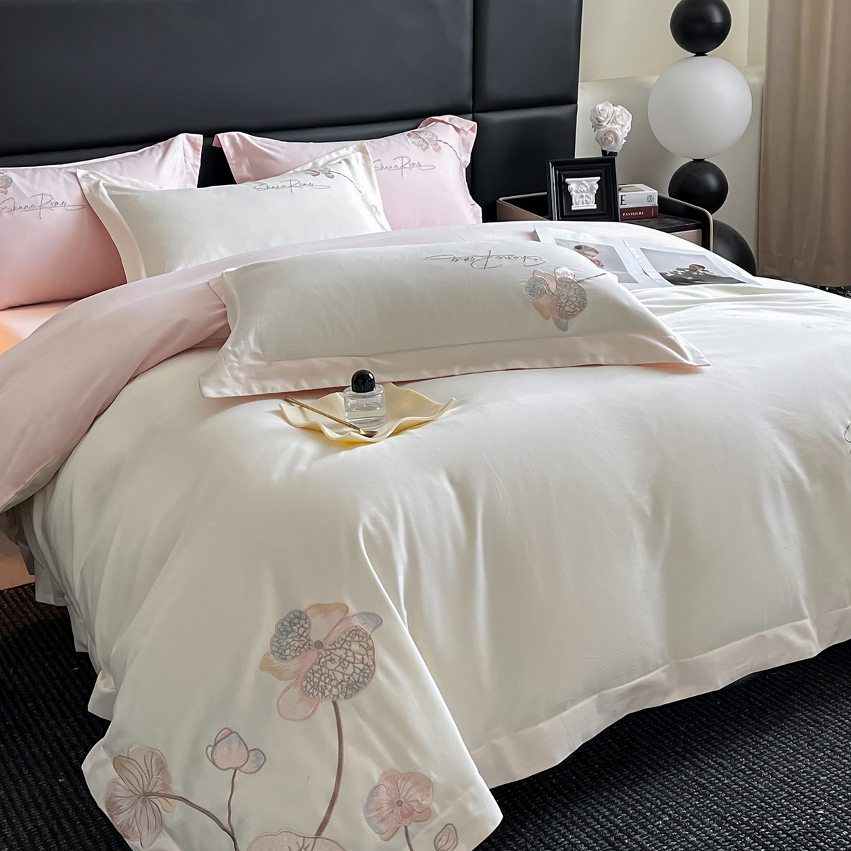 91家纺网 家纺一手货源 找家纺 （总）置顶家纺 2025新款全棉加厚磨毛刺绣秋冬系列四件套-赫本