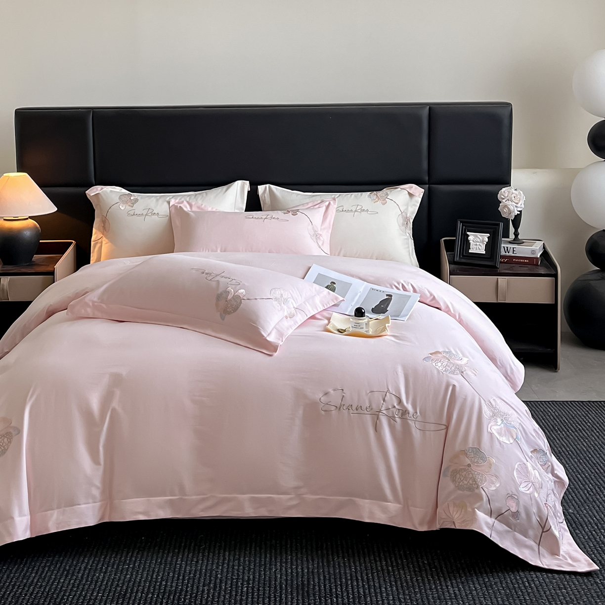 91家纺网 家纺一手货源 找家纺 置顶家纺 2025新款全棉加厚磨毛刺绣秋冬系列四件套-赫本 赫本-粉玉