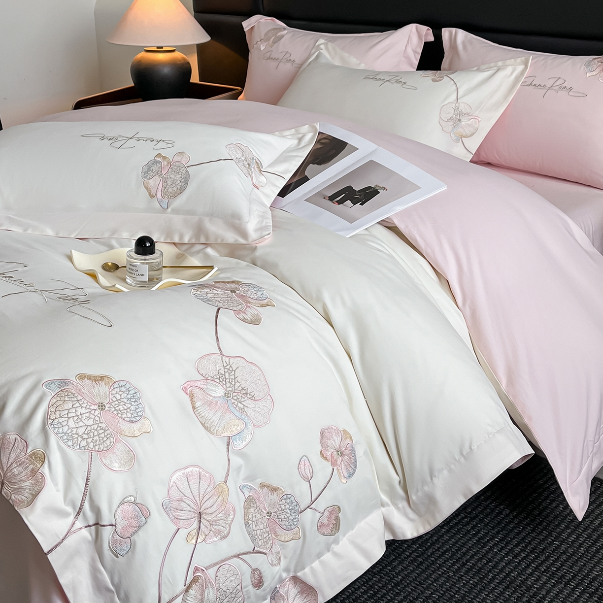 91家纺网 家纺一手货源 找家纺 （总）置顶家纺 2025新款全棉加厚磨毛刺绣秋冬系列四件套-赫本