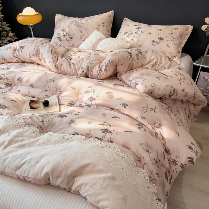 91家纺网 家纺一手货源 找家纺 （总）米菲 2025新款全棉双层纱花边被被子被芯