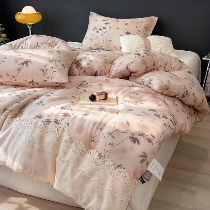 91家纺网 家纺一手货源 找家纺 米菲 2025新款全棉双层纱花边被被子被芯 南枝