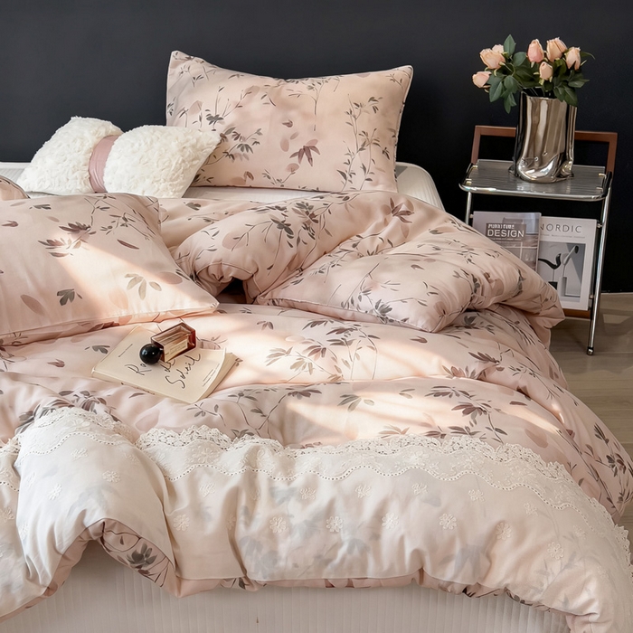 91家纺网 家纺一手货源 找家纺 米菲 2025新款全棉双层纱花边被被子被芯 南枝