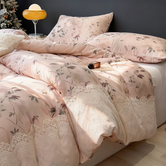 91家纺网 家纺一手货源 找家纺 米菲 2025新款全棉双层纱花边被被子被芯 南枝