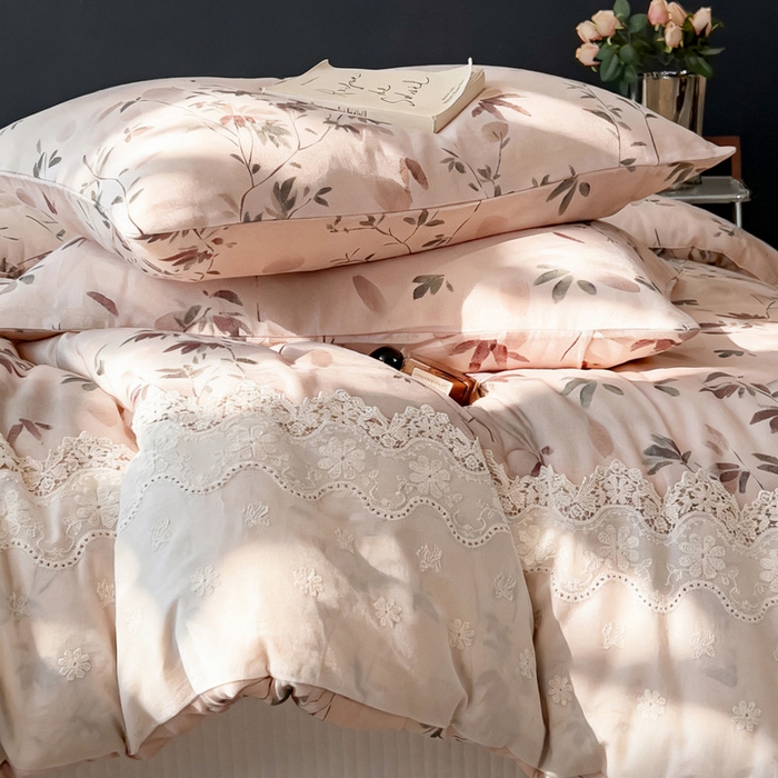 91家纺网 家纺一手货源 找家纺 米菲 2025新款全棉双层纱花边被被子被芯 南枝