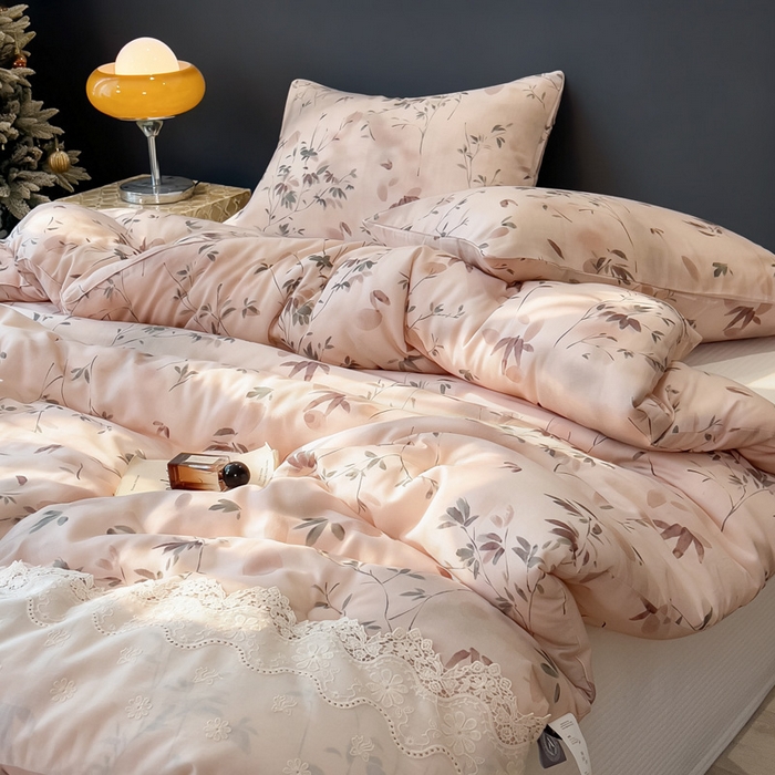 91家纺网 家纺一手货源 找家纺 米菲 2025新款全棉双层纱花边被被子被芯 南枝