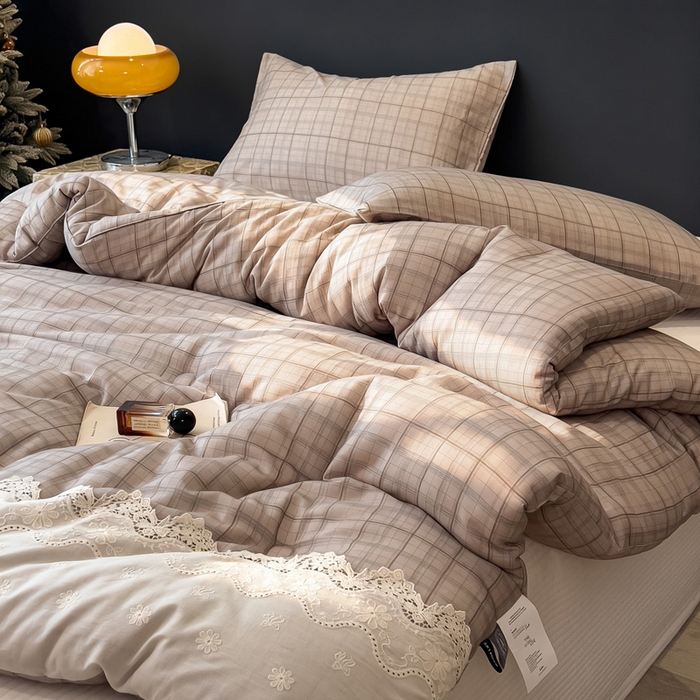 91家纺网 家纺一手货源 找家纺 米菲 2025新款全棉双层纱花边被被子被芯 简约格调