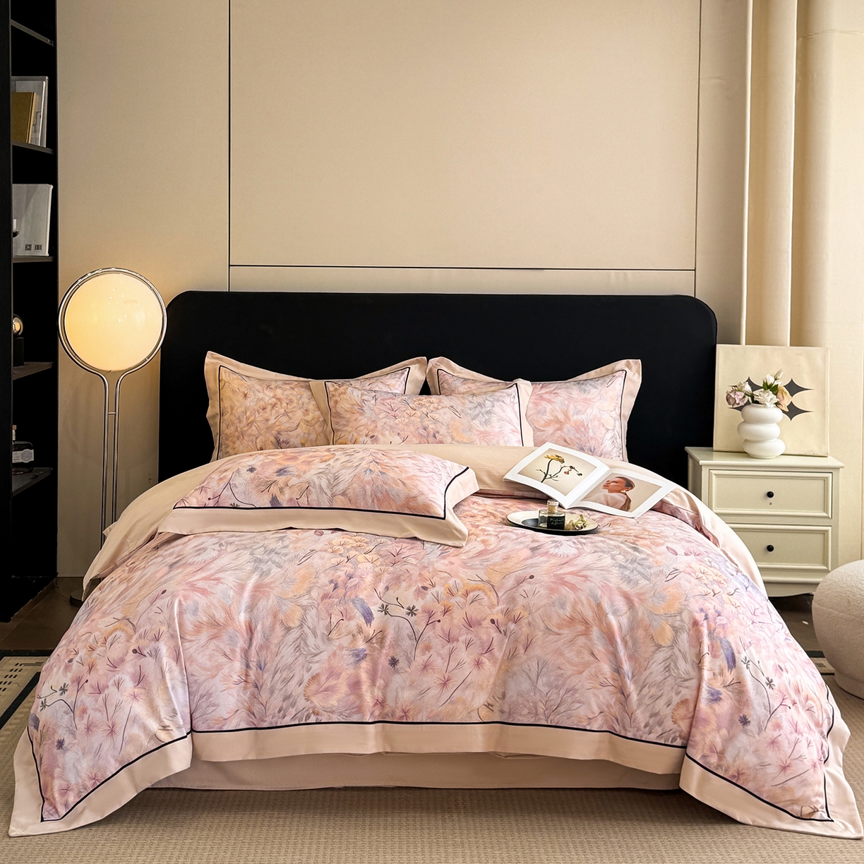 91家纺网 家纺一手货源 找家纺 （总）置顶家纺 2025秋冬新款亲肤加厚140克磨毛四件套-普罗旺斯羽翎系列