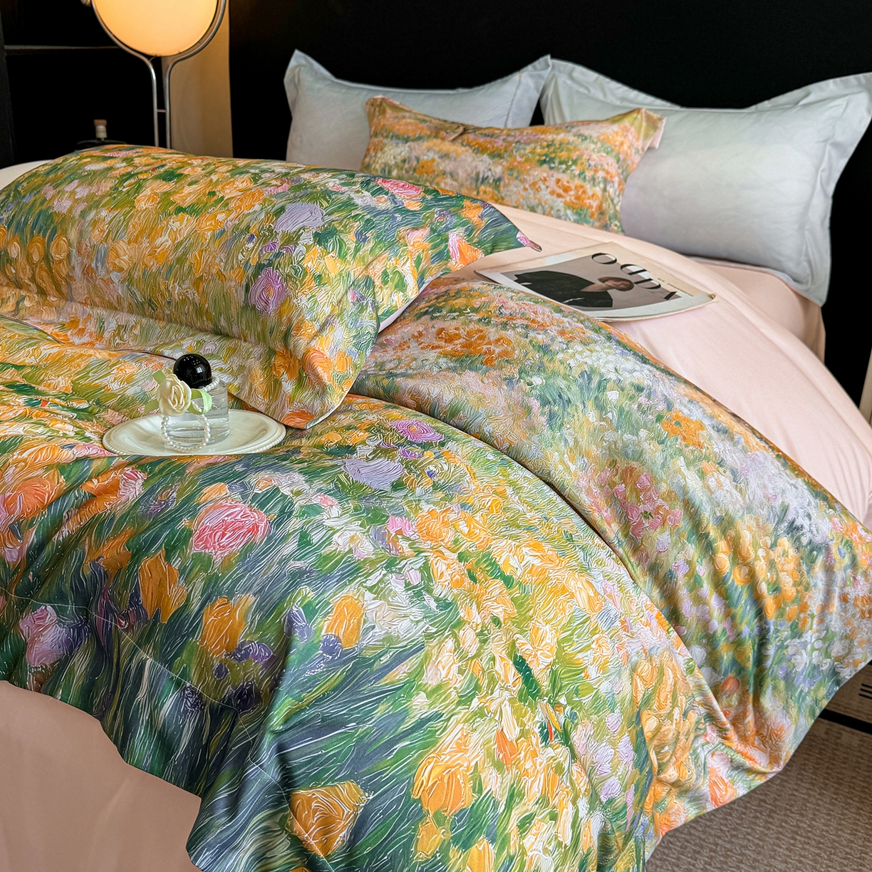 91家纺网 家纺一手货源 找家纺 置顶家纺 2025秋冬新款亲肤加厚140克磨毛四件套-普罗旺斯羽翎系列 普罗旺斯-玉兰