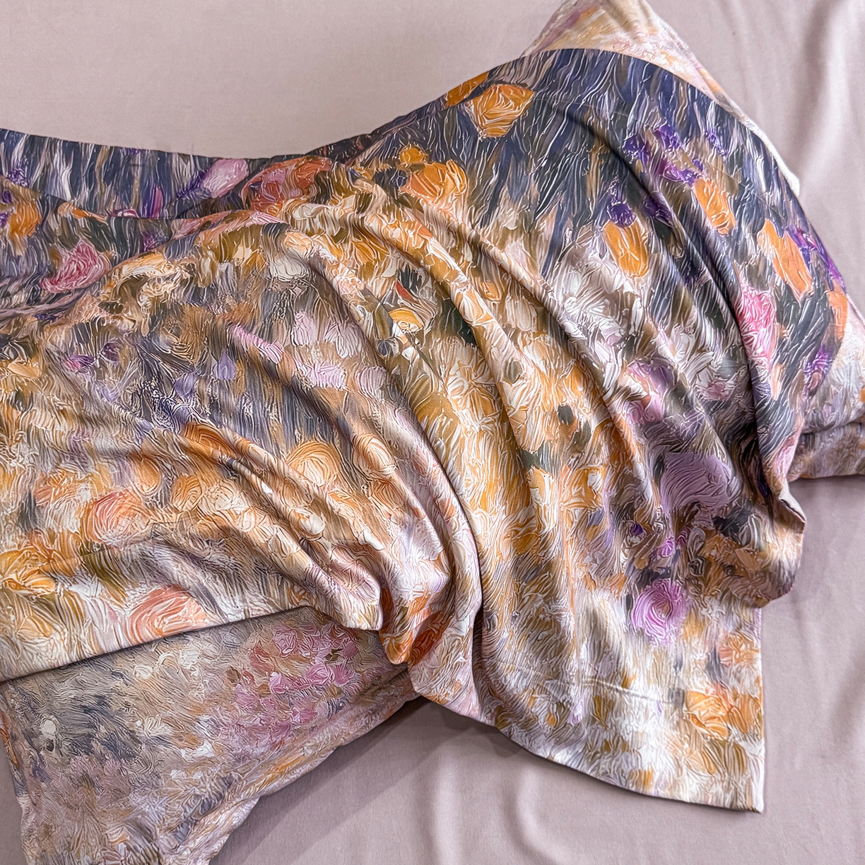 91家纺网 家纺一手货源 找家纺 置顶家纺 2025秋冬新款亲肤加厚140克磨毛四件套-普罗旺斯羽翎系列 普罗旺斯-豆紫