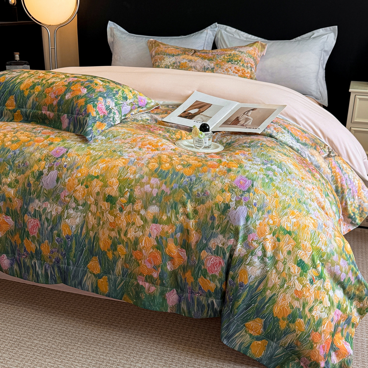 91家纺网 家纺一手货源 找家纺 置顶家纺 2025秋冬新款亲肤加厚140克磨毛四件套-普罗旺斯羽翎系列 普罗旺斯-玉兰