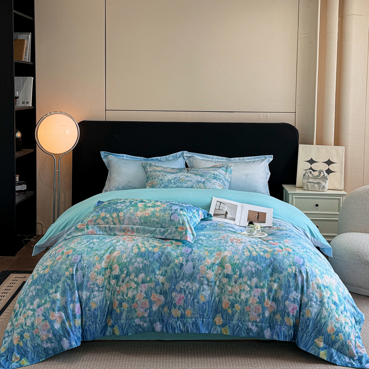 （总）置顶家纺 2025秋冬新款亲肤加厚140克磨毛四件套-普罗旺斯羽翎系列