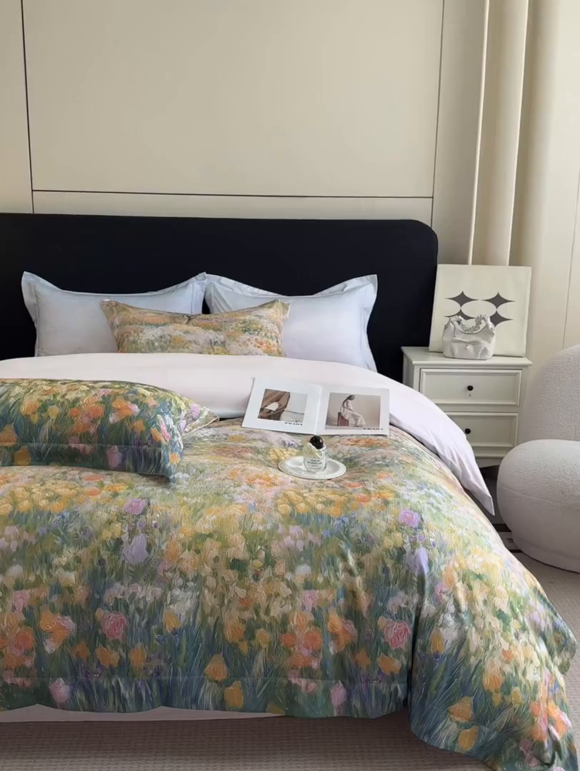 91家纺网 家纺一手货源 找家纺 置顶家纺 2025秋冬新款亲肤加厚140克磨毛四件套-普罗旺斯羽翎系列 普罗旺斯-玉兰