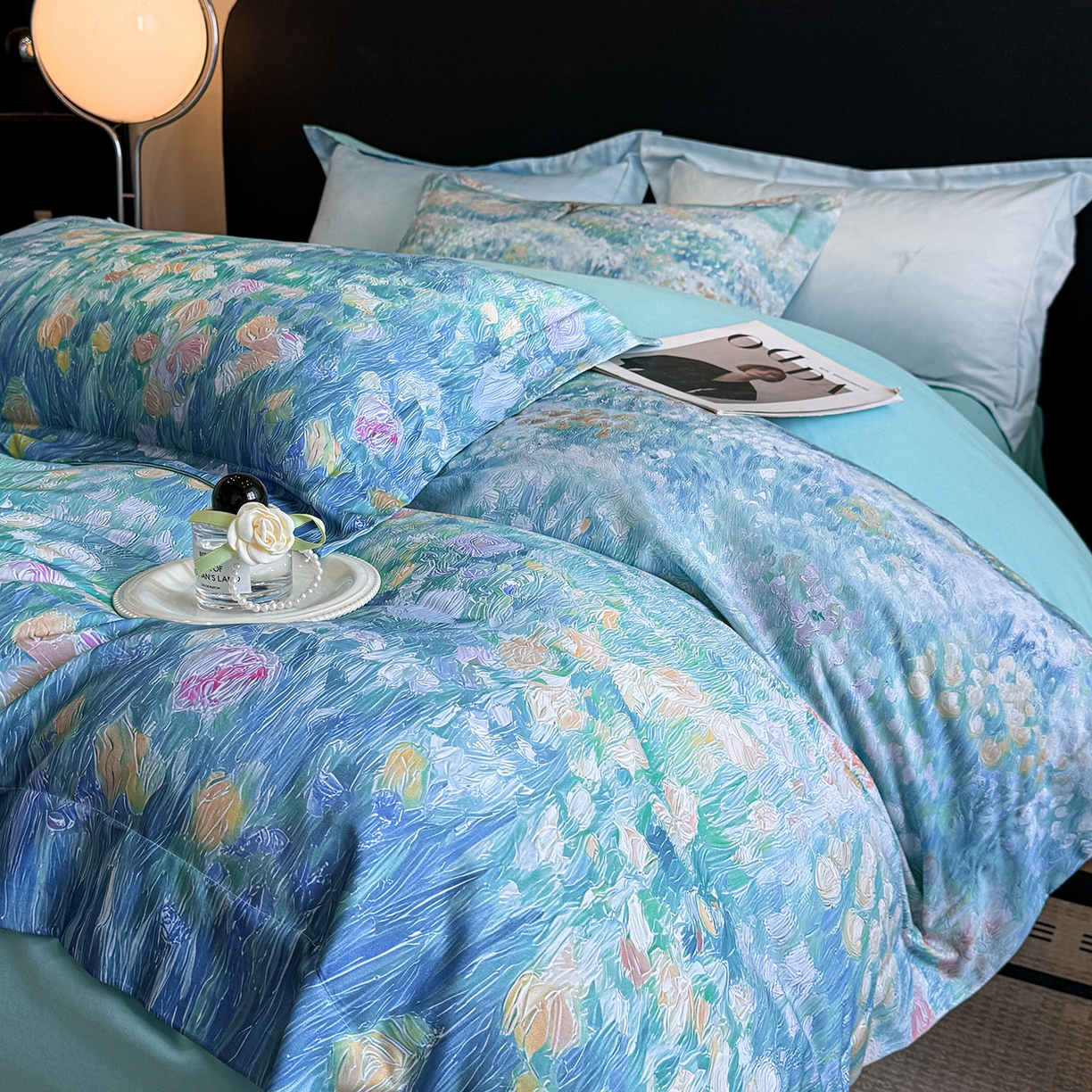 91家纺网 家纺一手货源 找家纺 （总）置顶家纺 2025秋冬新款亲肤加厚140克磨毛四件套-普罗旺斯羽翎系列