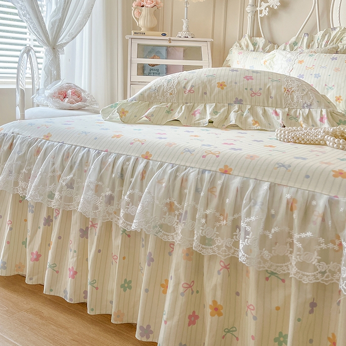 91家纺网 家纺一手货源 找家纺 网红馆（ck家纺） 2025新款全棉纯棉印花13372床裙四件套 花丛间