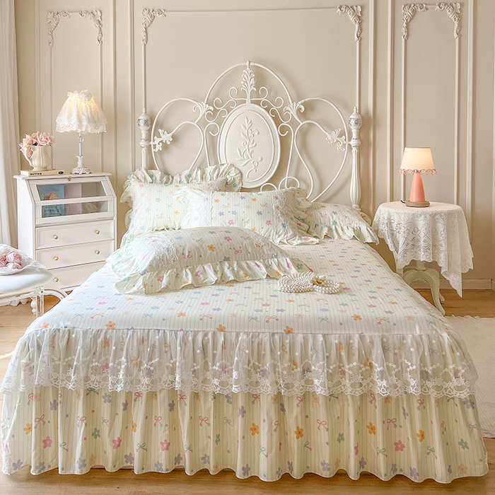 91家纺网 家纺一手货源 找家纺 网红馆（ck家纺） 2025新款全棉纯棉印花13372床裙四件套 花丛间