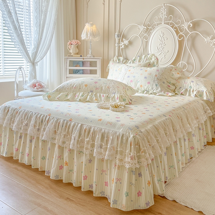 91家纺网 家纺一手货源 找家纺 网红馆（ck家纺） 2025新款全棉纯棉印花13372床裙四件套 花丛间