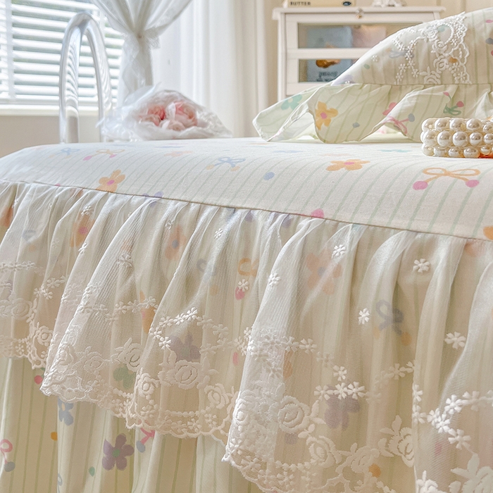 91家纺网 家纺一手货源 找家纺 网红馆（ck家纺） 2025新款全棉纯棉印花13372床裙四件套 花丛间