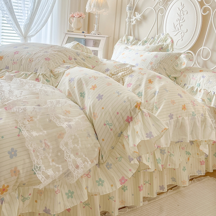 91家纺网 家纺一手货源 找家纺 网红馆（ck家纺） 2025新款全棉纯棉印花13372床裙四件套 花丛间