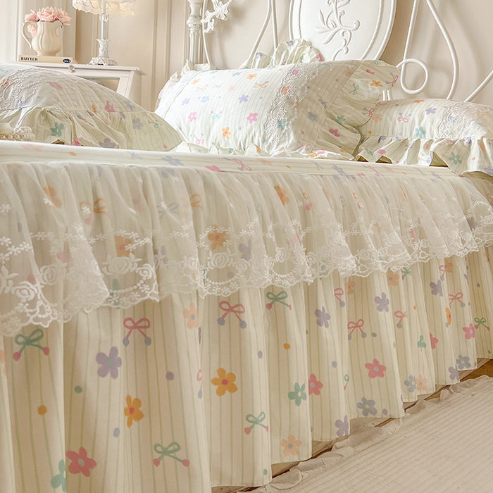 91家纺网 家纺一手货源 找家纺 网红馆（ck家纺） 2025新款全棉纯棉印花13372床裙四件套 花丛间