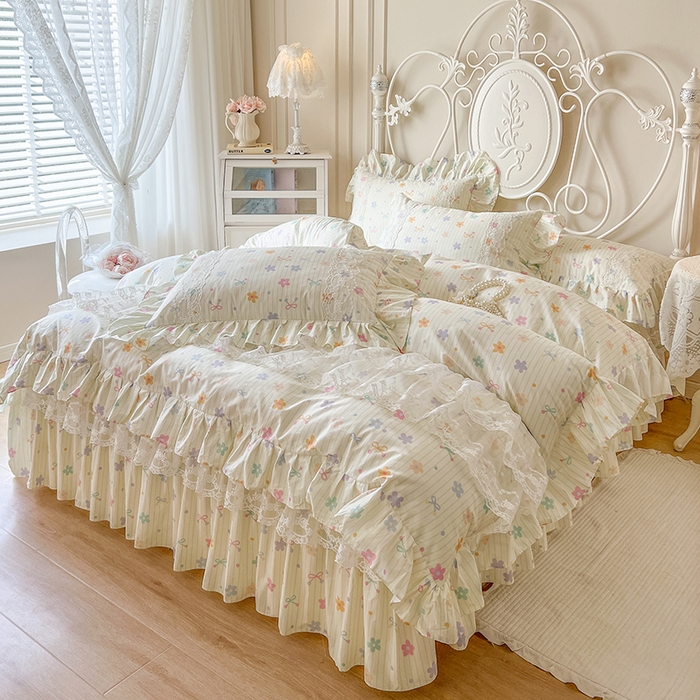 91家纺网 家纺一手货源 找家纺 网红馆（ck家纺） 2025新款全棉纯棉印花13372床裙四件套 花丛间