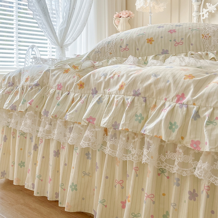 91家纺网 家纺一手货源 找家纺 网红馆（ck家纺） 2025新款全棉纯棉印花13372床裙四件套 花丛间