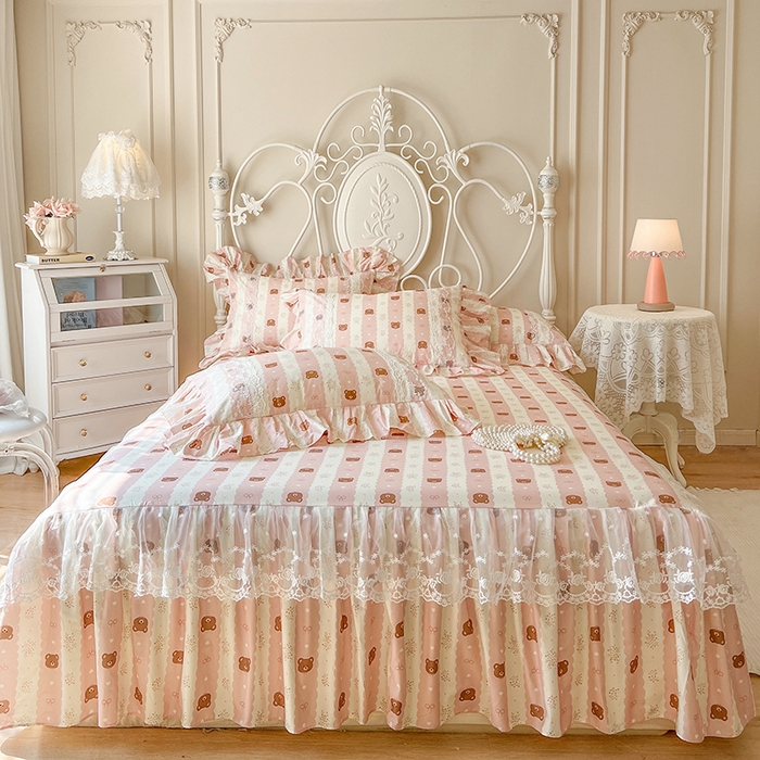 91家纺网 家纺一手货源 找家纺 网红馆（ck家纺） 2025新款全棉纯棉印花13372床裙四件套 碎花小熊