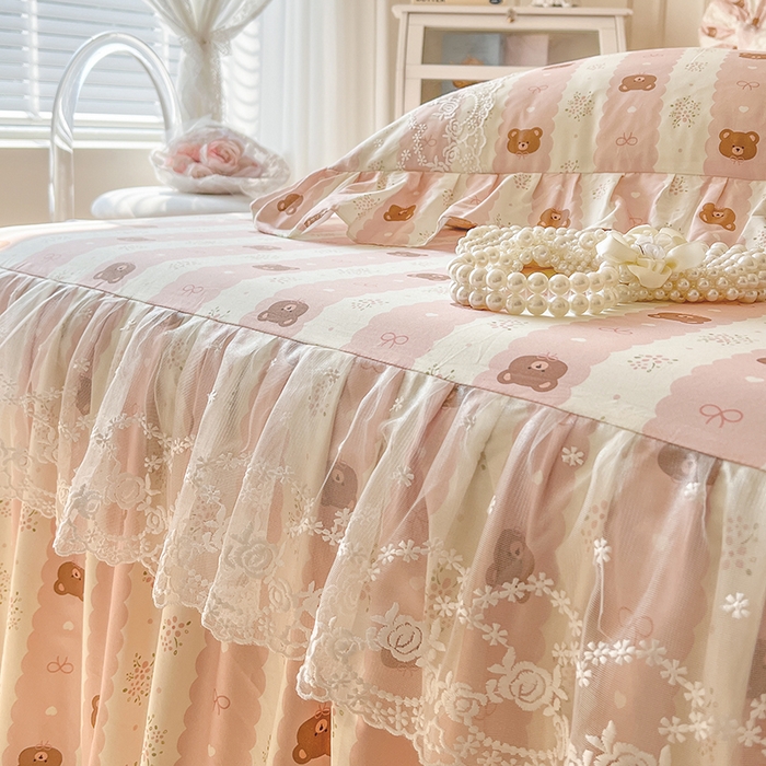 91家纺网 家纺一手货源 找家纺 网红馆（ck家纺） 2025新款全棉纯棉印花13372床裙四件套 碎花小熊