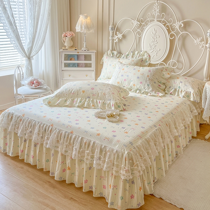 91家纺网 家纺一手货源 找家纺 网红馆（ck家纺） 2025新款全棉纯棉印花13372床裙四件套 花丛间