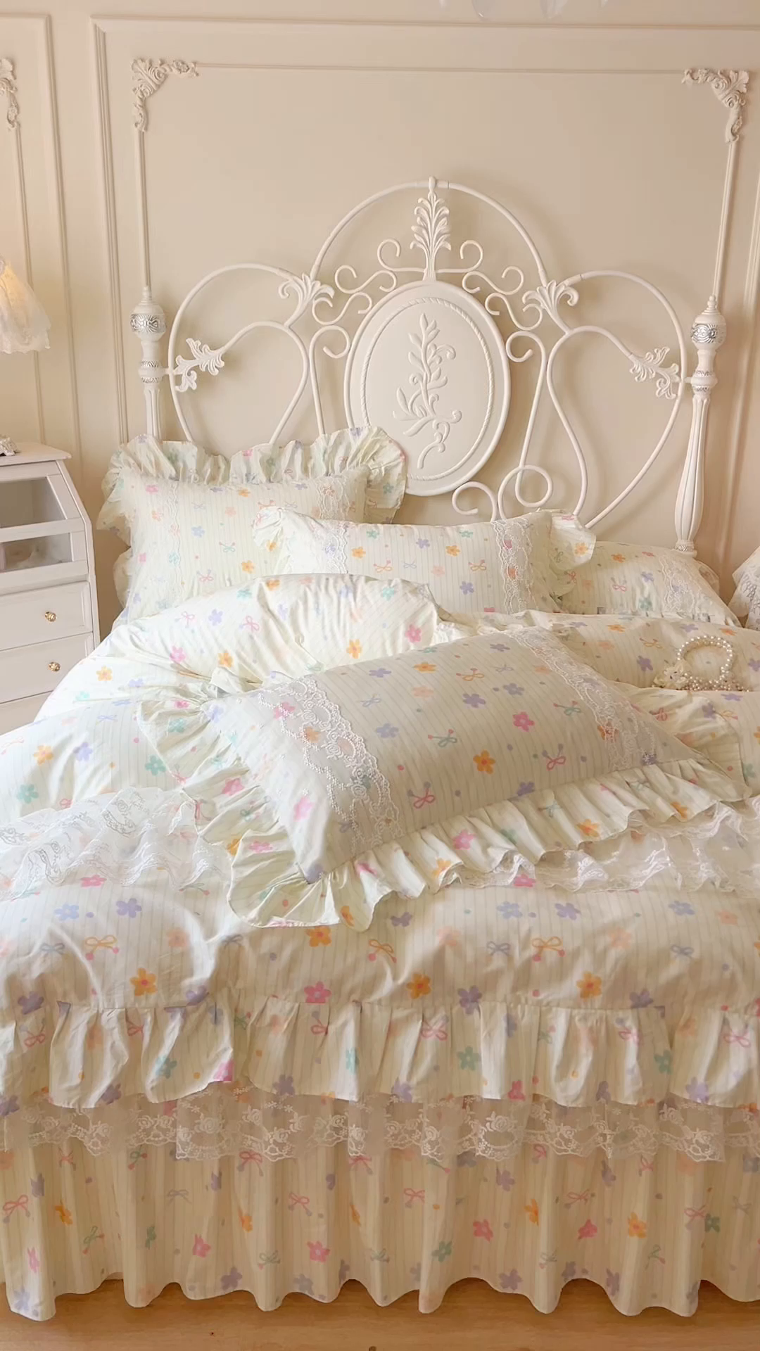 91家纺网 家纺一手货源 找家纺 网红馆（ck家纺） 2025新款全棉纯棉印花13372床裙四件套 花丛间