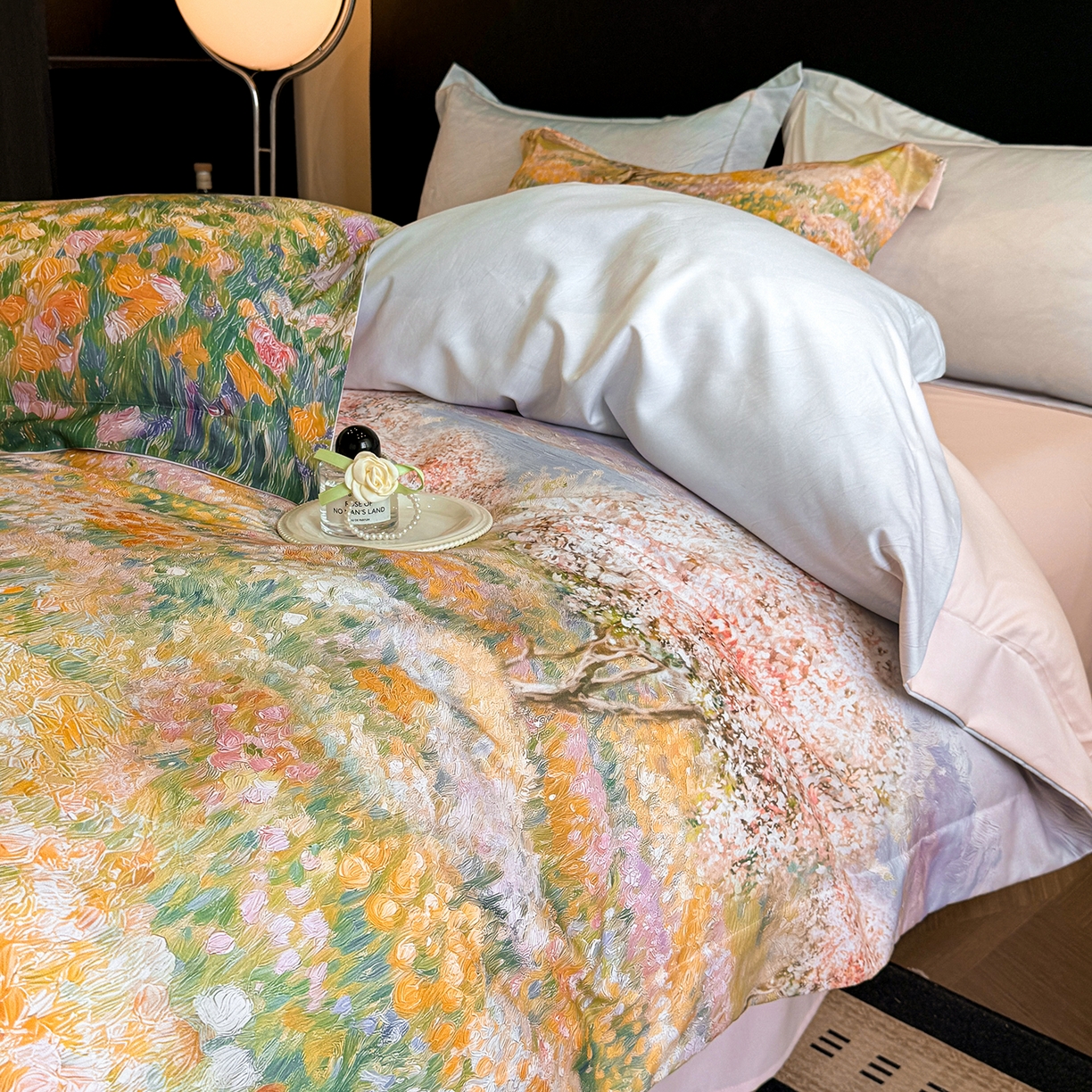 91家纺网 家纺一手货源 找家纺 置顶家纺 2025秋冬新款亲肤加厚140克磨毛四件套-普罗旺斯羽翎系列 普罗旺斯-玉兰