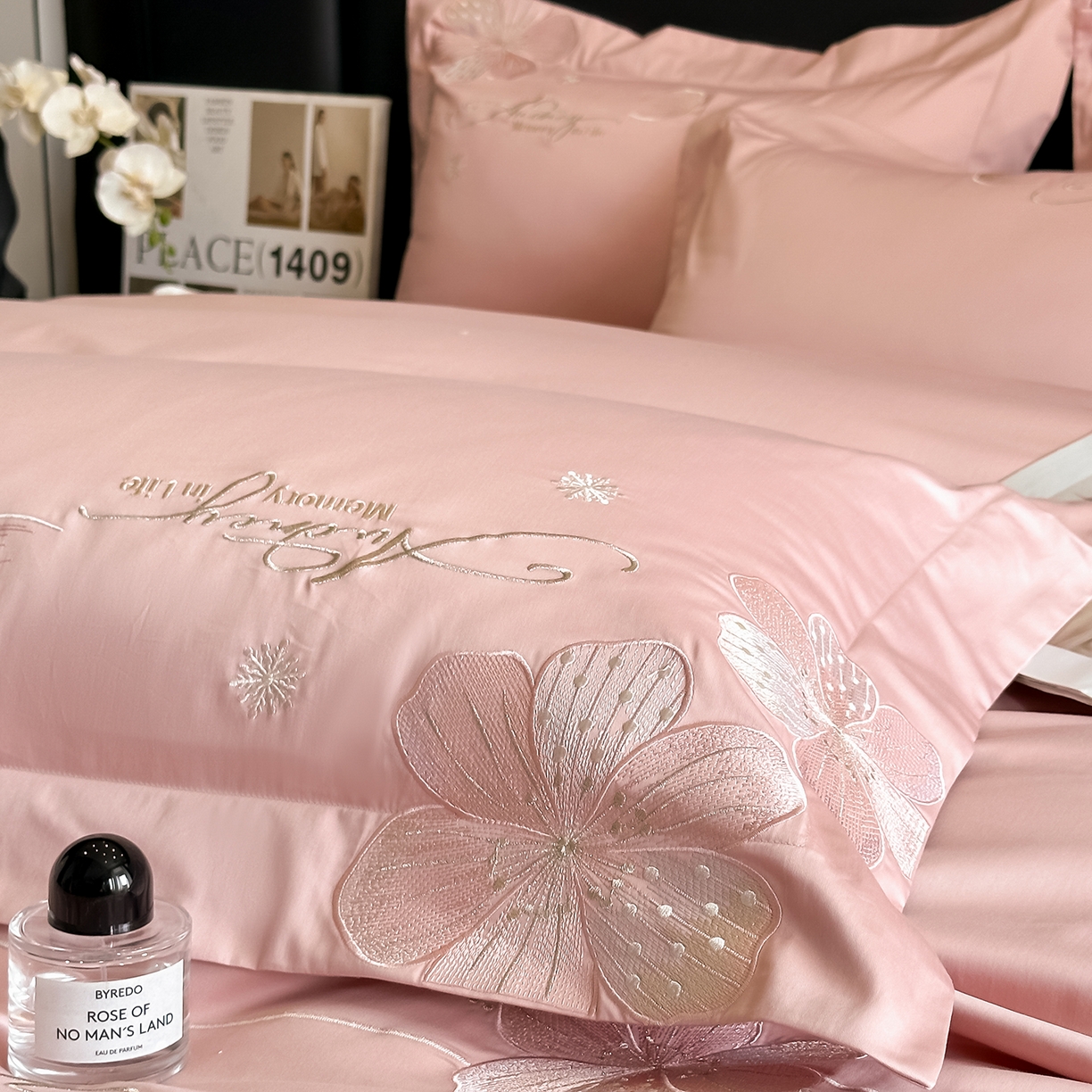 91家纺网 家纺一手货源 找家纺 置顶家纺 2025新款花漾亲肤刺绣系列四件套 花漾-浅豆沙