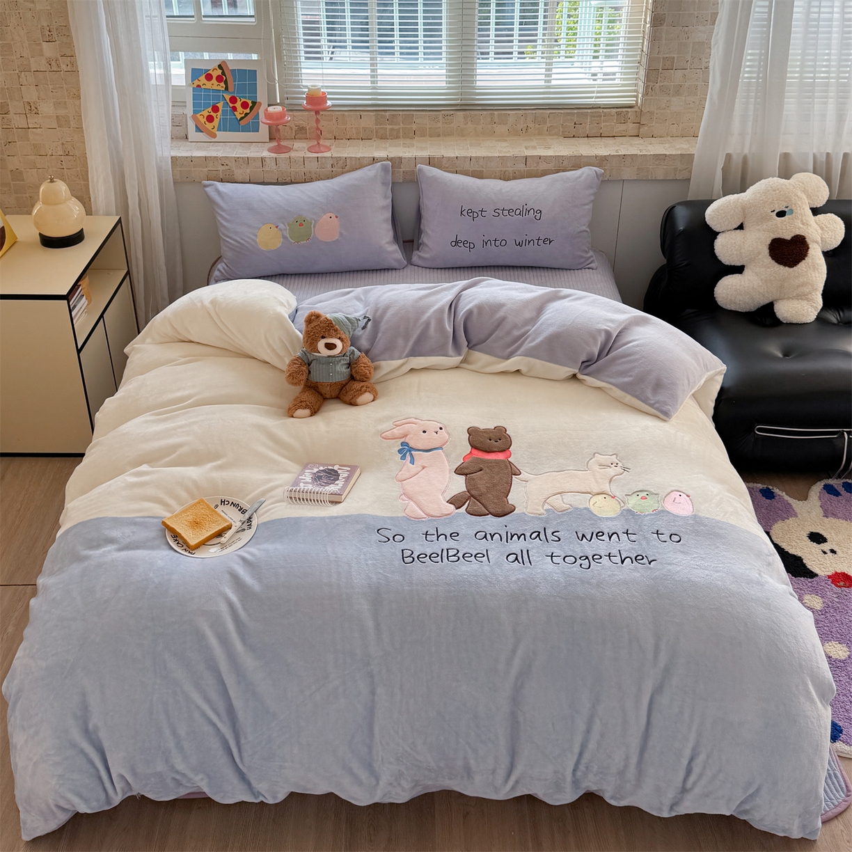 91家纺网 家纺一手货源 找家纺 （总）暖生活 2025新款牛奶绒贴布绣工艺款床盖四件套 （会员-5元）