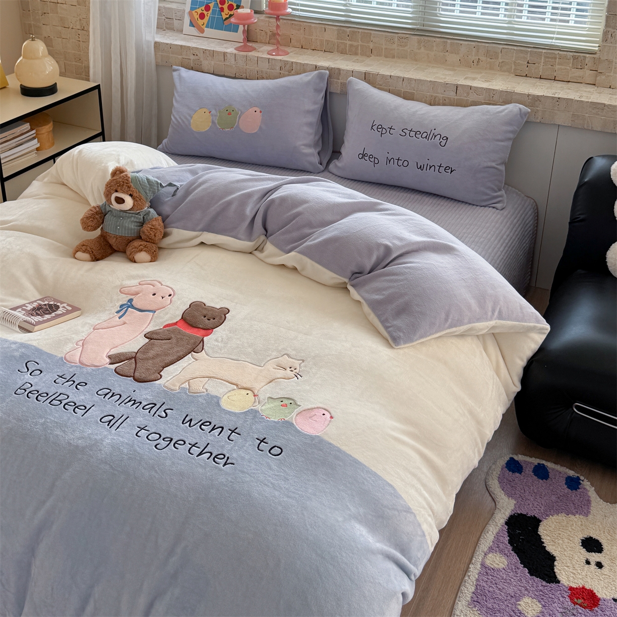 91家纺网 家纺一手货源 找家纺 （总）暖生活 2025新款牛奶绒贴布绣工艺款床盖四件套 （会员-5元）