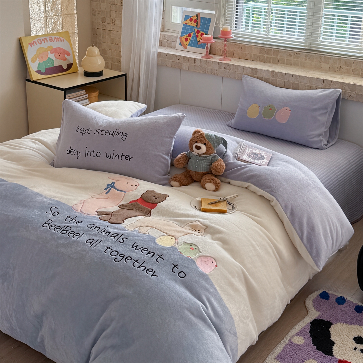 91家纺网 家纺一手货源 找家纺 （总）暖生活 2025新款牛奶绒贴布绣工艺款床盖四件套 （会员-5元）