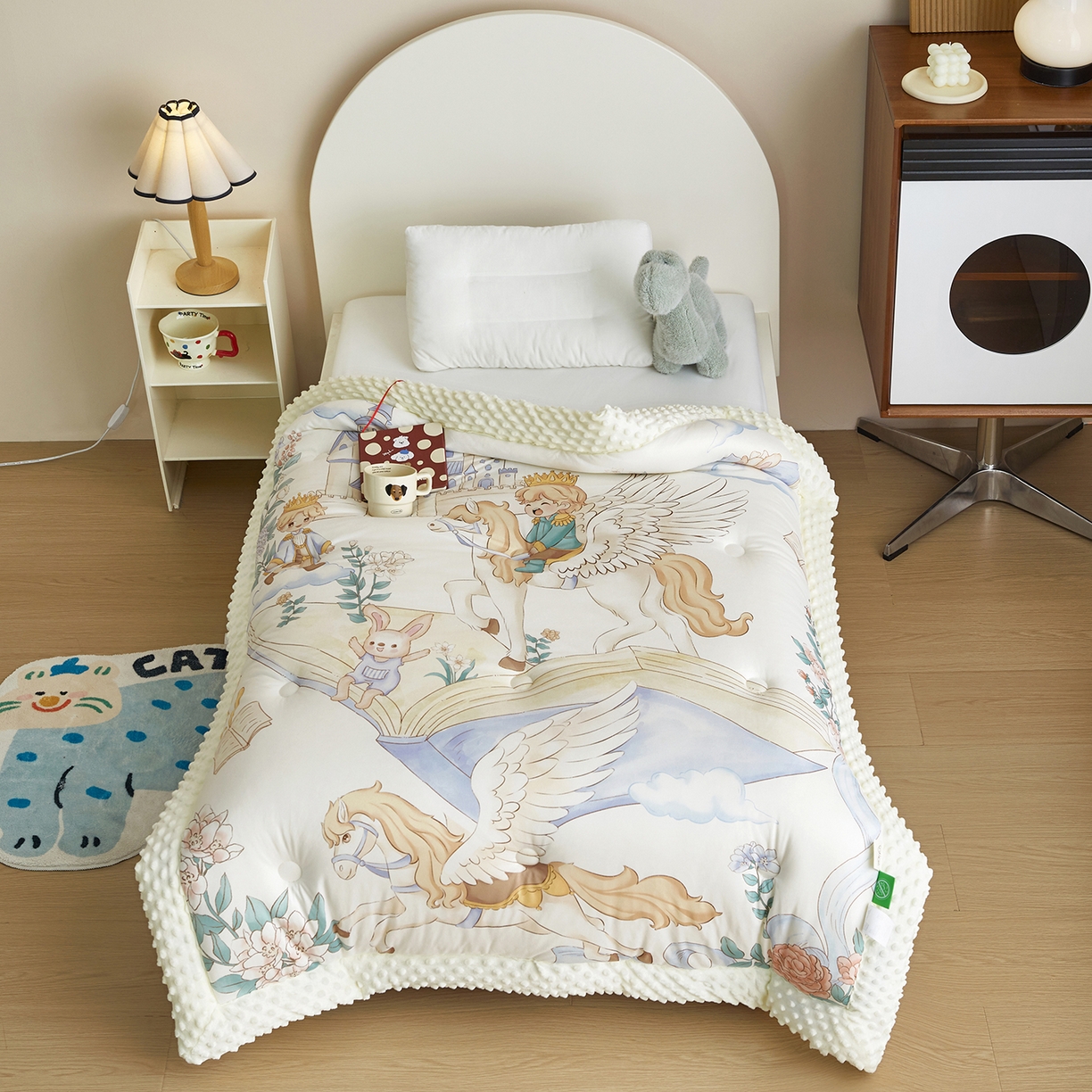 91家纺网 家纺一手货源 找家纺 （总）荷马之梦 2025新款针织棉数码印花大版手绘原创豆豆绒被芯儿童被子春秋被冬被-梦境系列