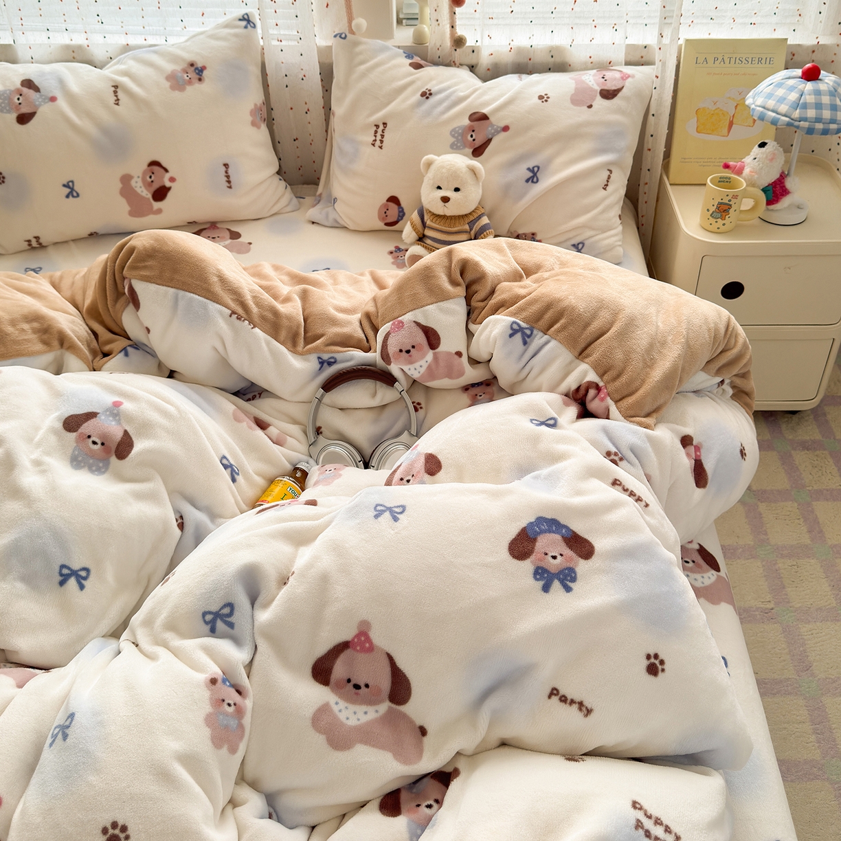 91家纺网 家纺一手货源 找家纺 沐芷 2025加厚A类牛奶绒被套被罩高克重加厚珊瑚绒四件套卡通简约加绒单被套 【绒】蓝波点印记