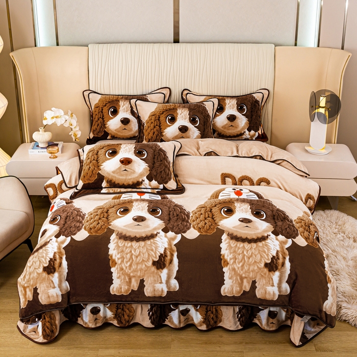 91家纺网 家纺一手货源 找家纺 （总）念家居 2025新款高克重牛奶绒四件套保暖金貂绒四件套直播爆款