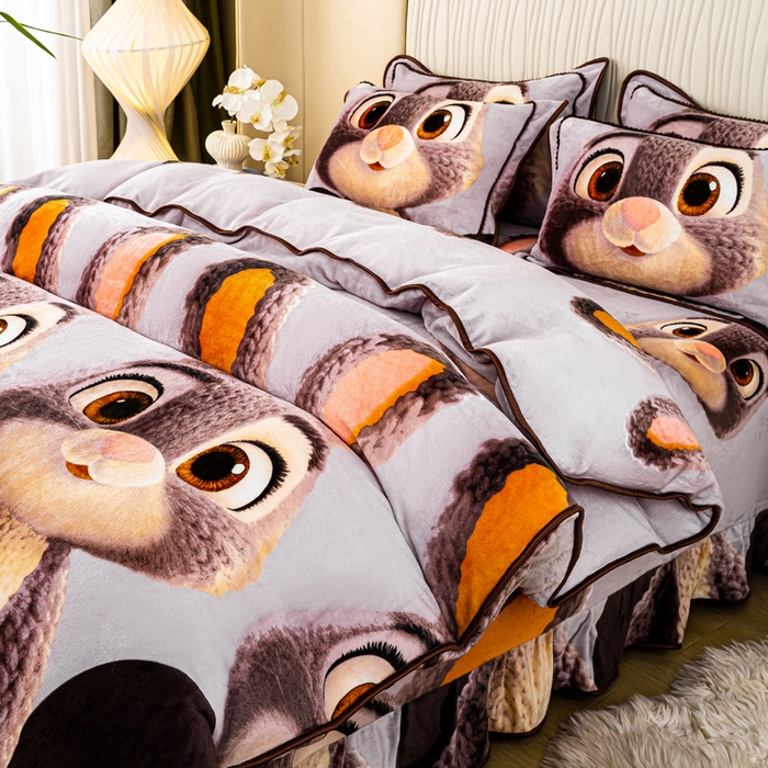 91家纺网 家纺一手货源 找家纺 念家居 2025新款高克重牛奶绒四件套保暖四件套直播爆款电商爆款-萌萌兔