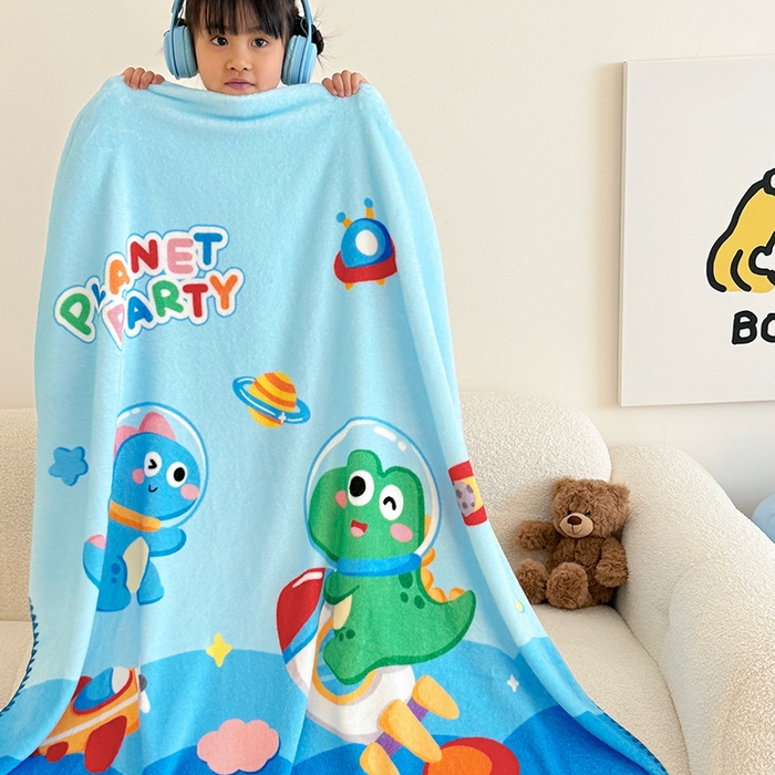 嗨生活 2025新款牛奶绒毛毯儿童毛毯幼儿园休闲沙发毯床单推车毯毛毯毯子 恐龙派对