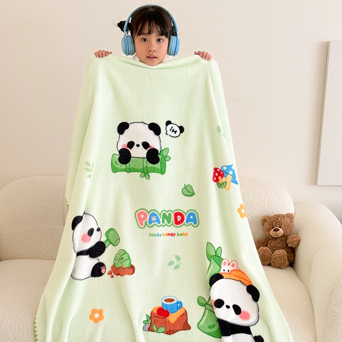 91家纺网 家纺一手货源 找家纺 嗨生活 2025新款牛奶绒毛毯儿童毛毯幼儿园休闲沙发毯床单推车毯毛毯毯子 熊猫之家