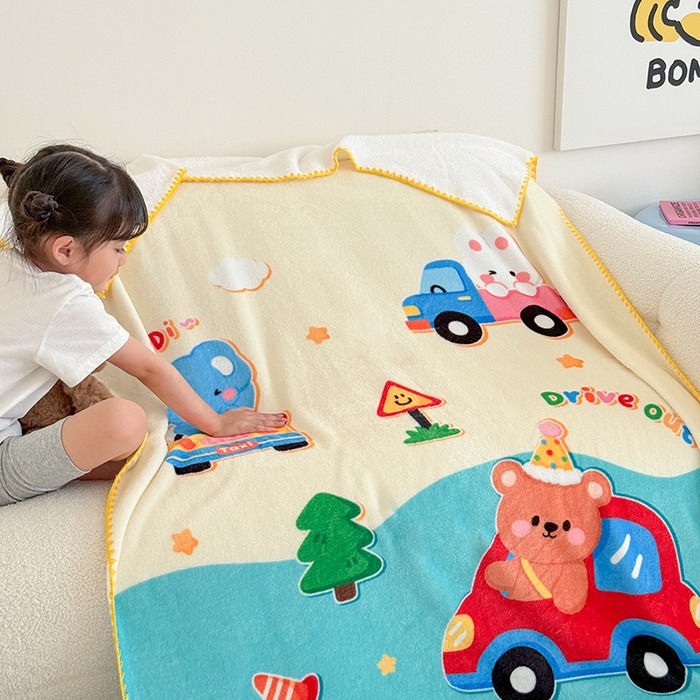 嗨生活 2025新款牛奶绒毛毯儿童毛毯幼儿园休闲沙发毯床单推车毯毛毯毯子 动物乐园