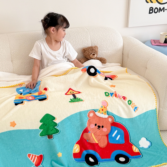 91家纺网 家纺一手货源 找家纺 嗨生活 2025新款牛奶绒毛毯儿童毛毯幼儿园休闲沙发毯床单推车毯毛毯毯子 动物乐园