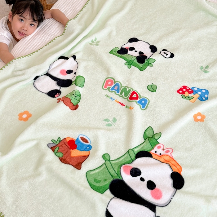 91家纺网 家纺一手货源 找家纺 嗨生活 2025新款牛奶绒毛毯儿童毛毯幼儿园休闲沙发毯床单推车毯毛毯毯子 熊猫之家