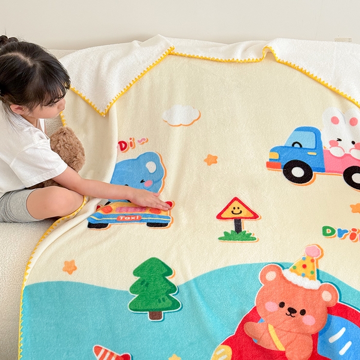 91家纺网 家纺一手货源 找家纺 嗨生活 2025新款牛奶绒毛毯儿童毛毯幼儿园休闲沙发毯床单推车毯毛毯毯子 动物乐园