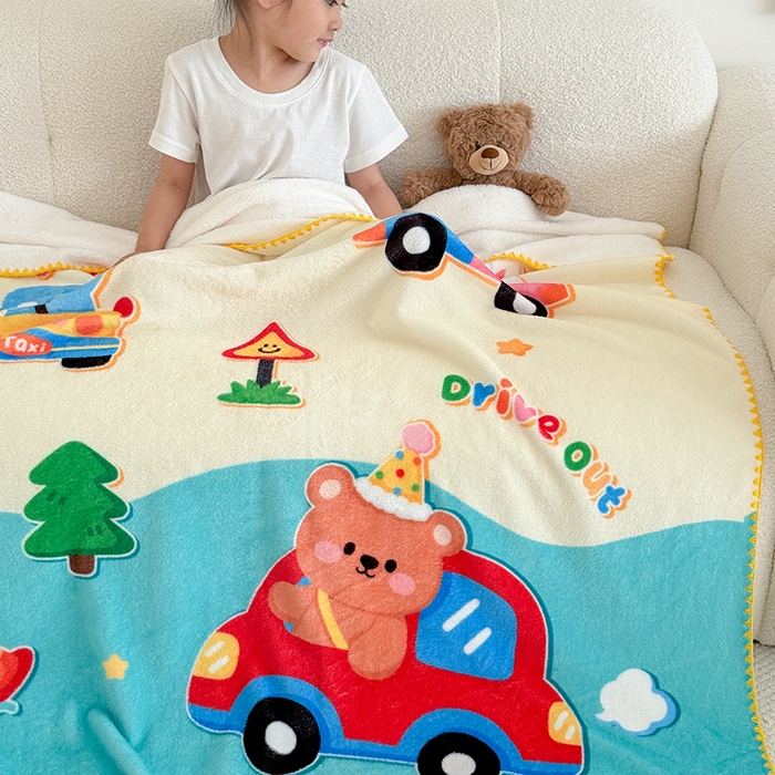 91家纺网 家纺一手货源 找家纺 嗨生活 2025新款牛奶绒毛毯儿童毛毯幼儿园休闲沙发毯床单推车毯毛毯毯子 动物乐园