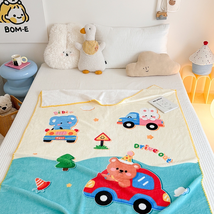 91家纺网 家纺一手货源 找家纺 嗨生活 2025新款牛奶绒毛毯儿童毛毯幼儿园休闲沙发毯床单推车毯毛毯毯子 动物乐园