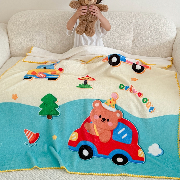 91家纺网 家纺一手货源 找家纺 嗨生活 2025新款牛奶绒毛毯儿童毛毯幼儿园休闲沙发毯床单推车毯毛毯毯子 动物乐园