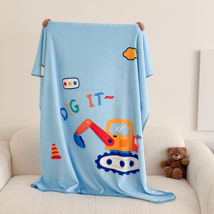 嗨生活 2025新款牛奶绒毛毯儿童毛毯幼儿园休闲沙发毯床单推车毯毛毯毯子 可爱挖掘